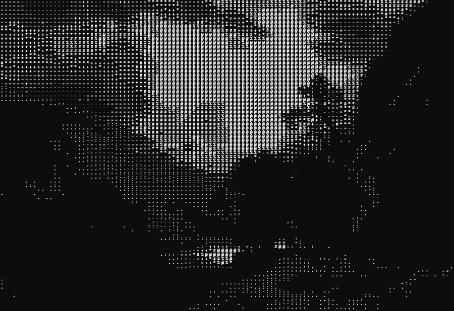 Effet ASCII appliqué avec Brandline, sur une peinture
